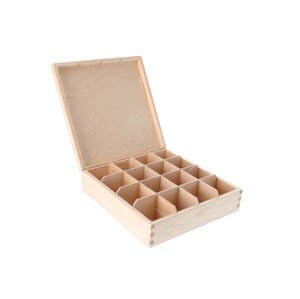 Dřevěná krabička na čaj (16 přihrádek)  - uštípnutý kousek dřeva