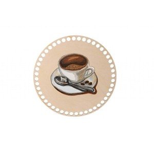 Dřevěný podtácek k obháčkování - šálek kávy Zvolte variantu: 15 cm