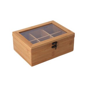 Bambusový čajový box s víkem (6 přihrádek)