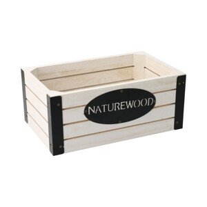 Dřevěná bedýnka s kovovými hranami nature wood 26 x 16 x 11 cm