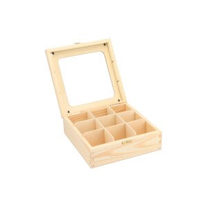 Dřevěná krabička se sklem - 9 přihrádek
