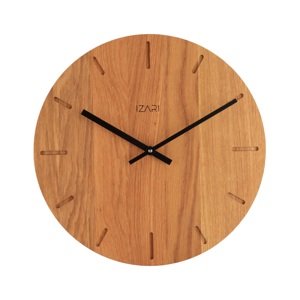 IZARI dubové hodiny z masivu 34 cm - černé ručičky