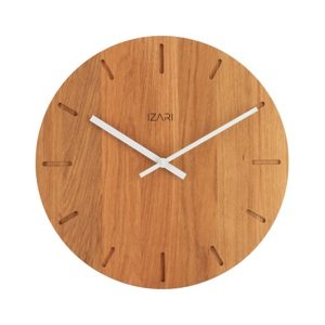 IZARI dubové hodiny z masivu 34 cm - bílé ručičky