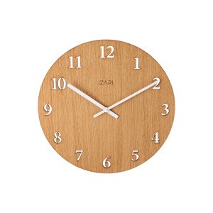 IZARI dubové numerické hodiny 34 cm - bílé ručičky