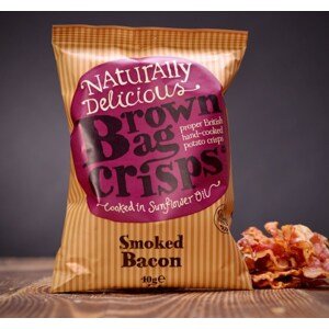 Křupavé, ručně vyráběné Brown Bag Crisps s uzenou slaninou 40 g