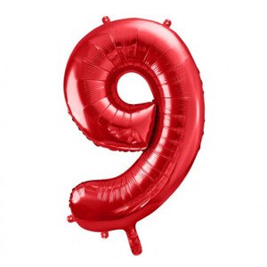 Červený fóliový balónek ve tvaru číslice ''9''