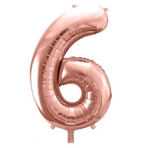 Rose gold fóliový balónek ve tvaru číslice ''6''