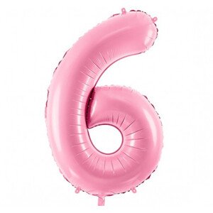 Růžový fóliový balónek ve tvaru číslice ''6''