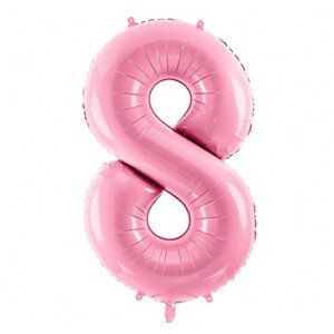 Růžový fóliový balónek ve tvaru číslice ''8''