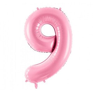 Růžový fóliový balónek ve tvaru číslice ''9''