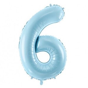 Modrý fóliový balónek ve tvaru číslice ''6''